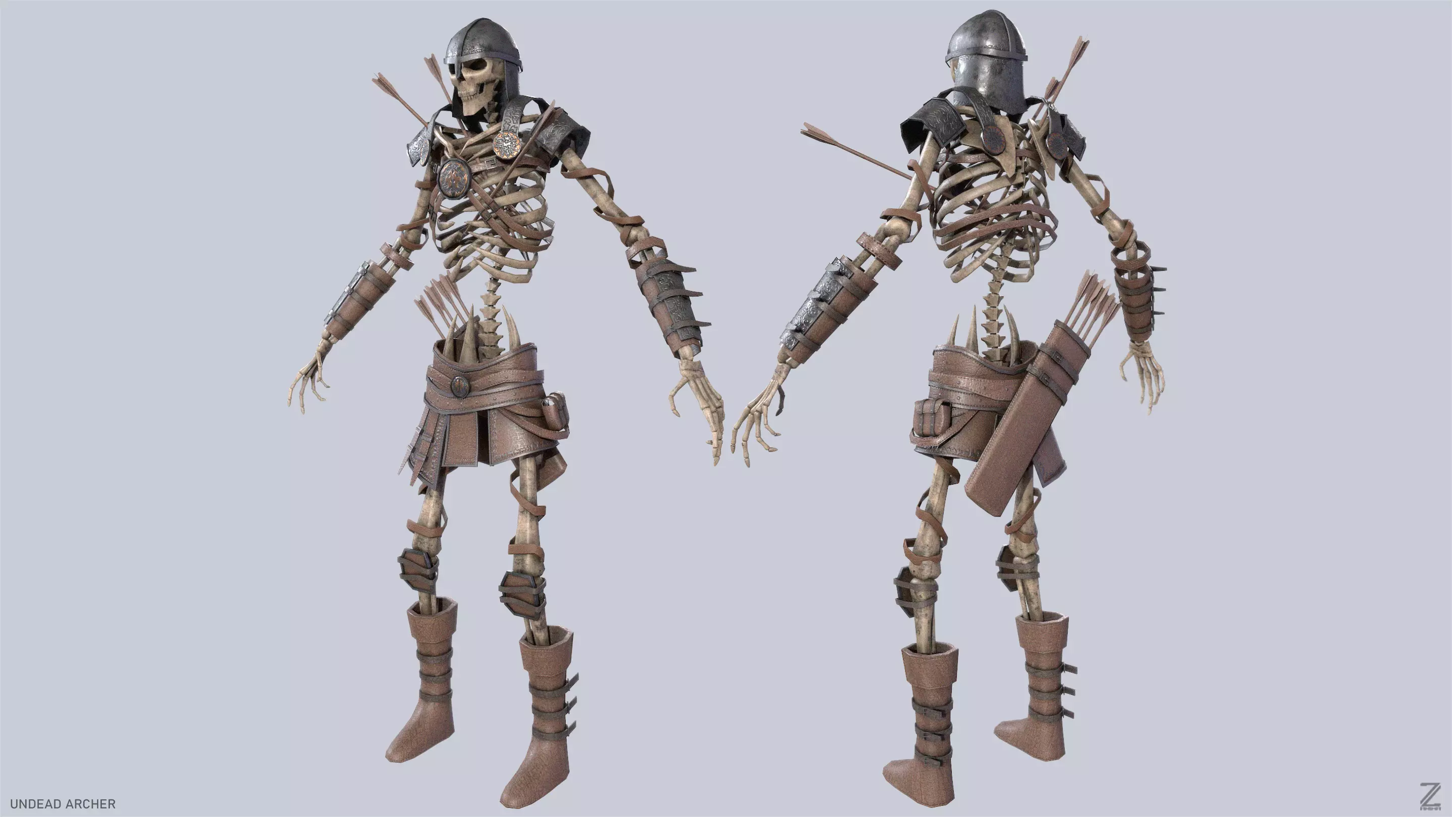 Undead archer Low-poly 3D model