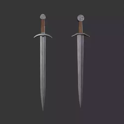low poly sword two viking swords Free 3D model