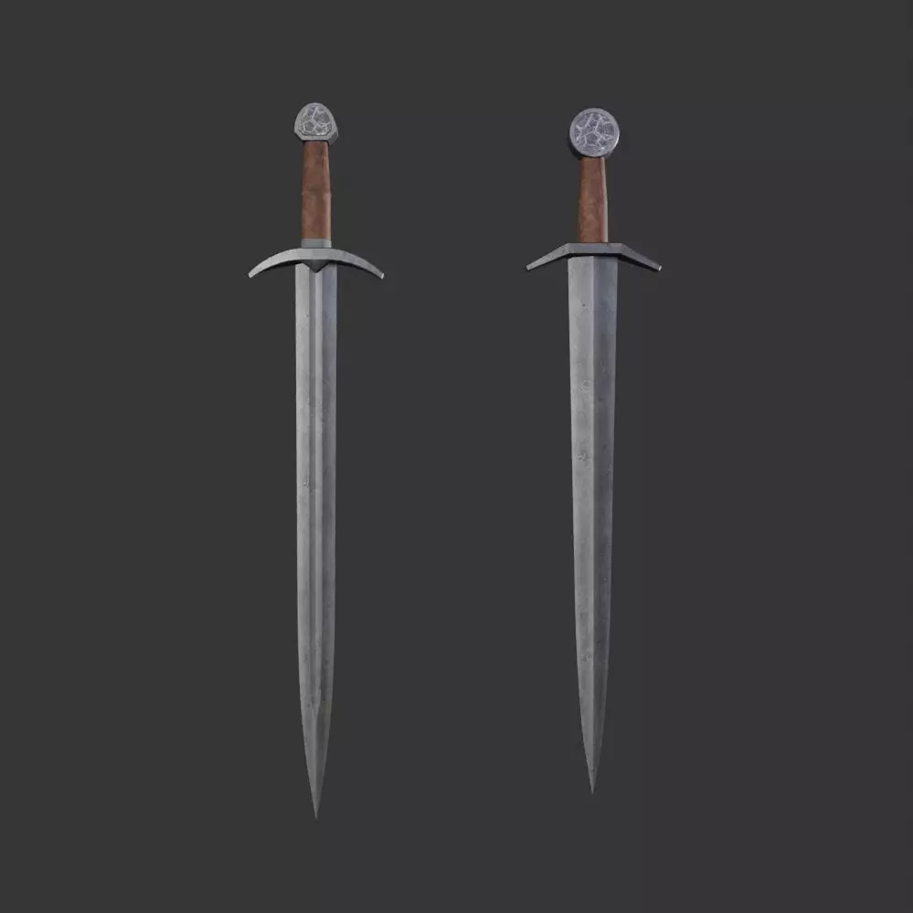 low poly sword two viking swords Free 3D model