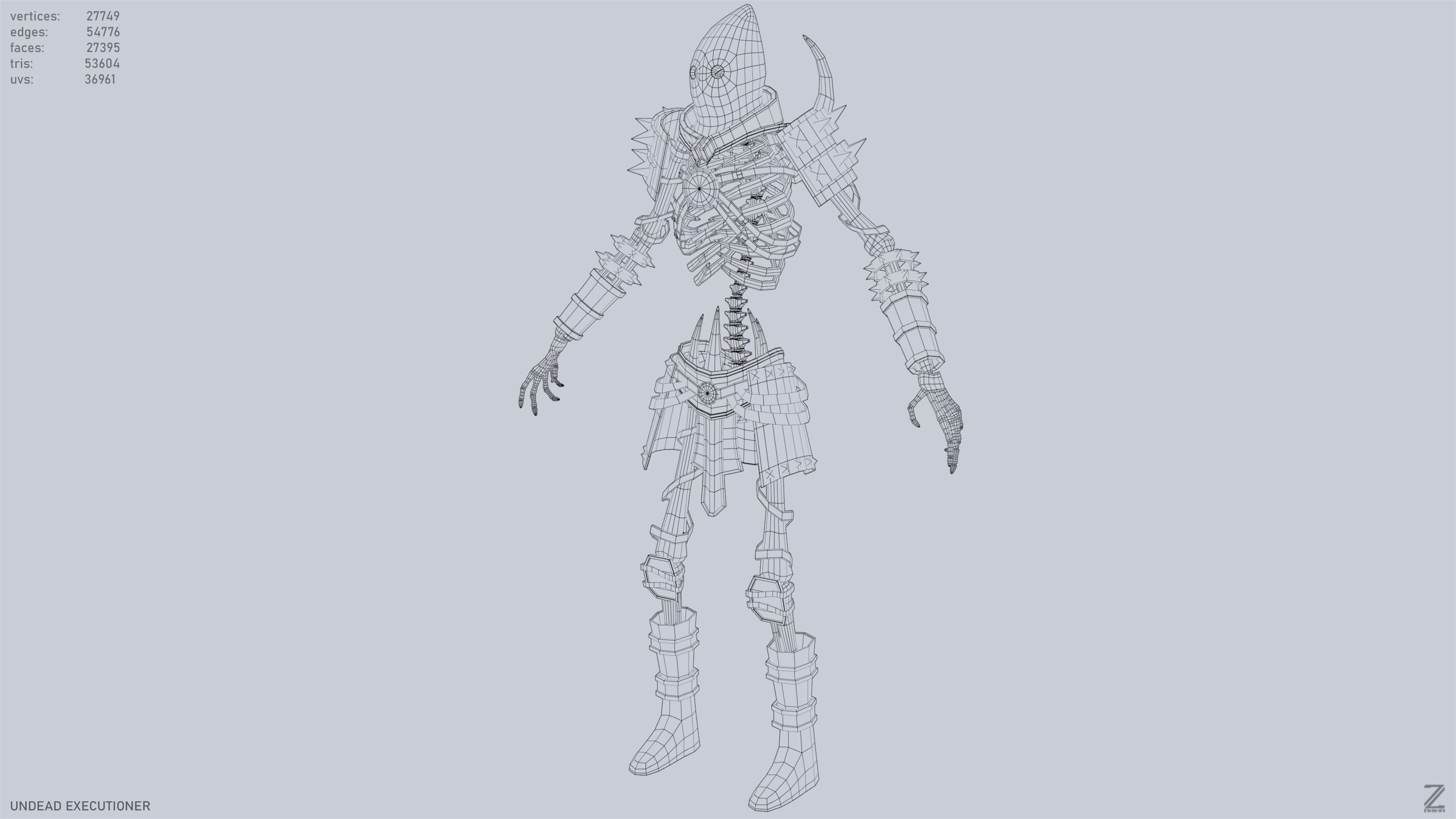 Undead executioner Low-poly 3D model_11