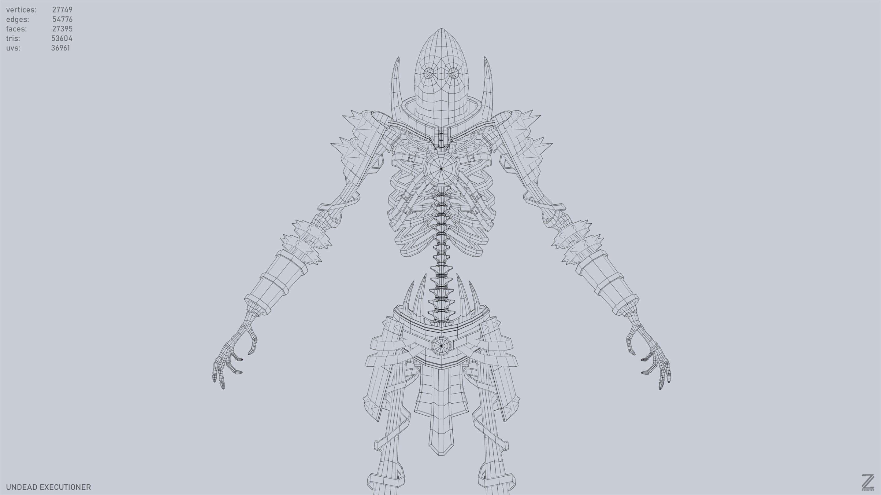 Undead executioner Low-poly 3D model_16