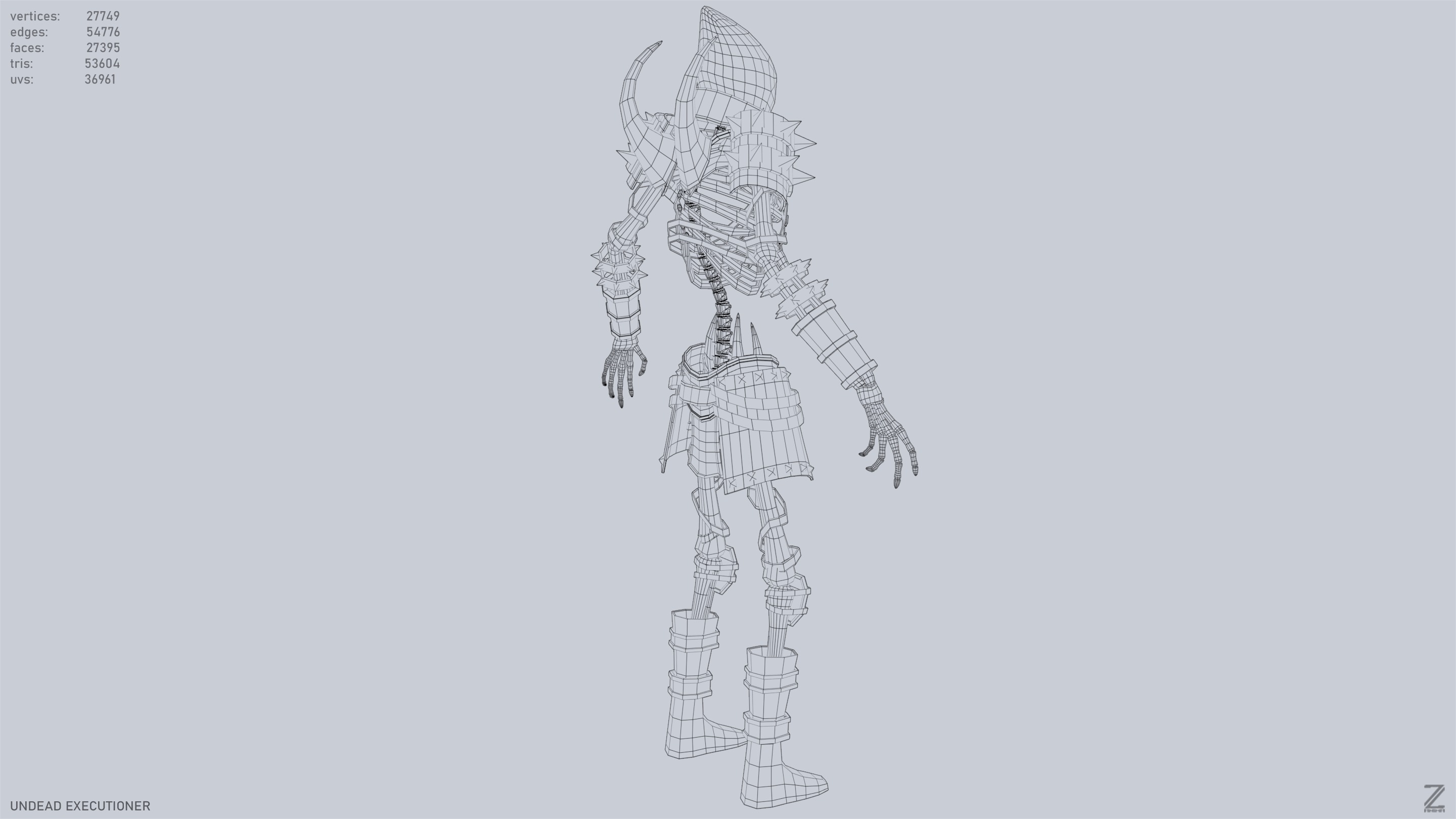 Undead executioner Low-poly 3D model_15