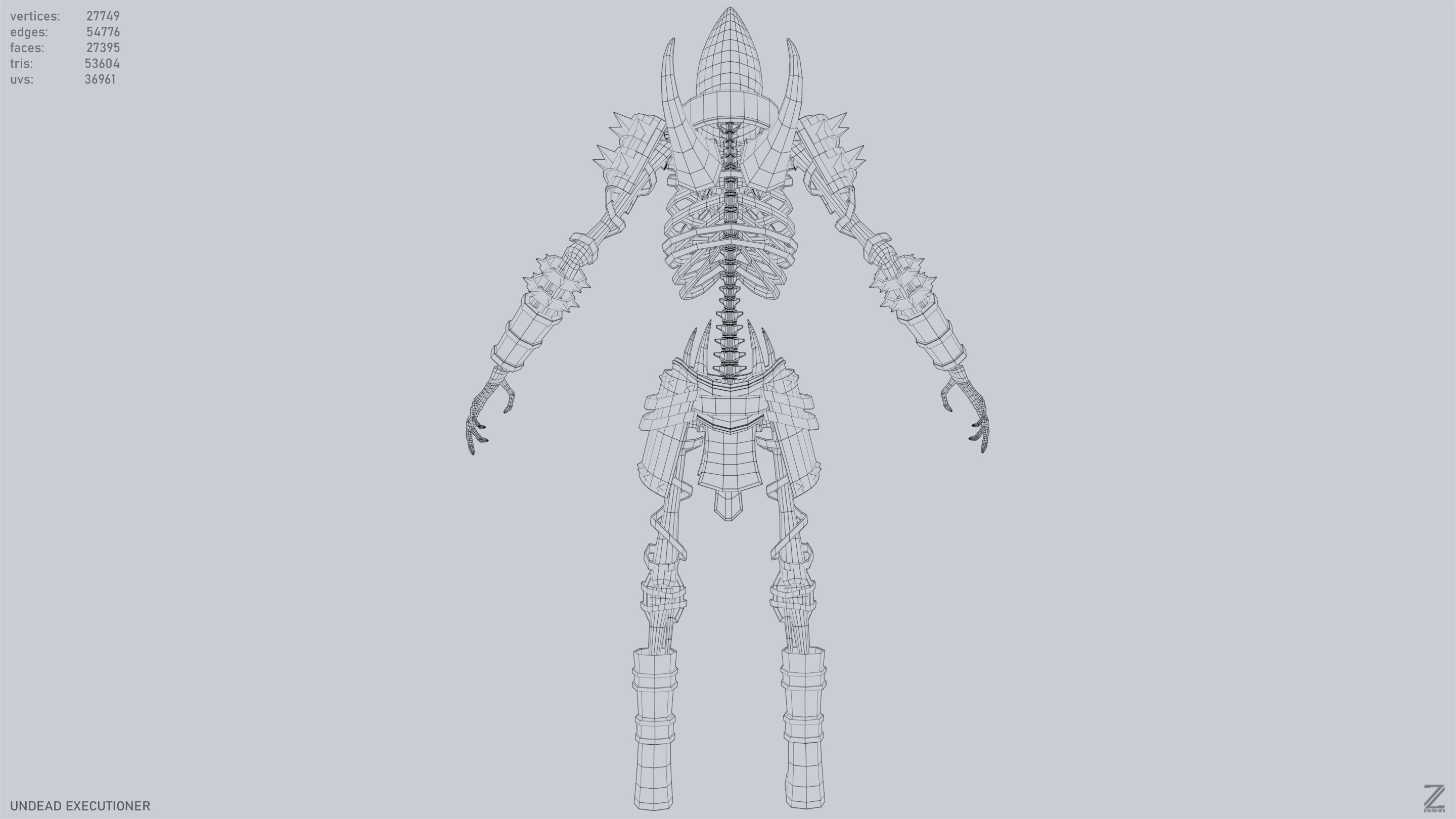 Undead executioner Low-poly 3D model_14