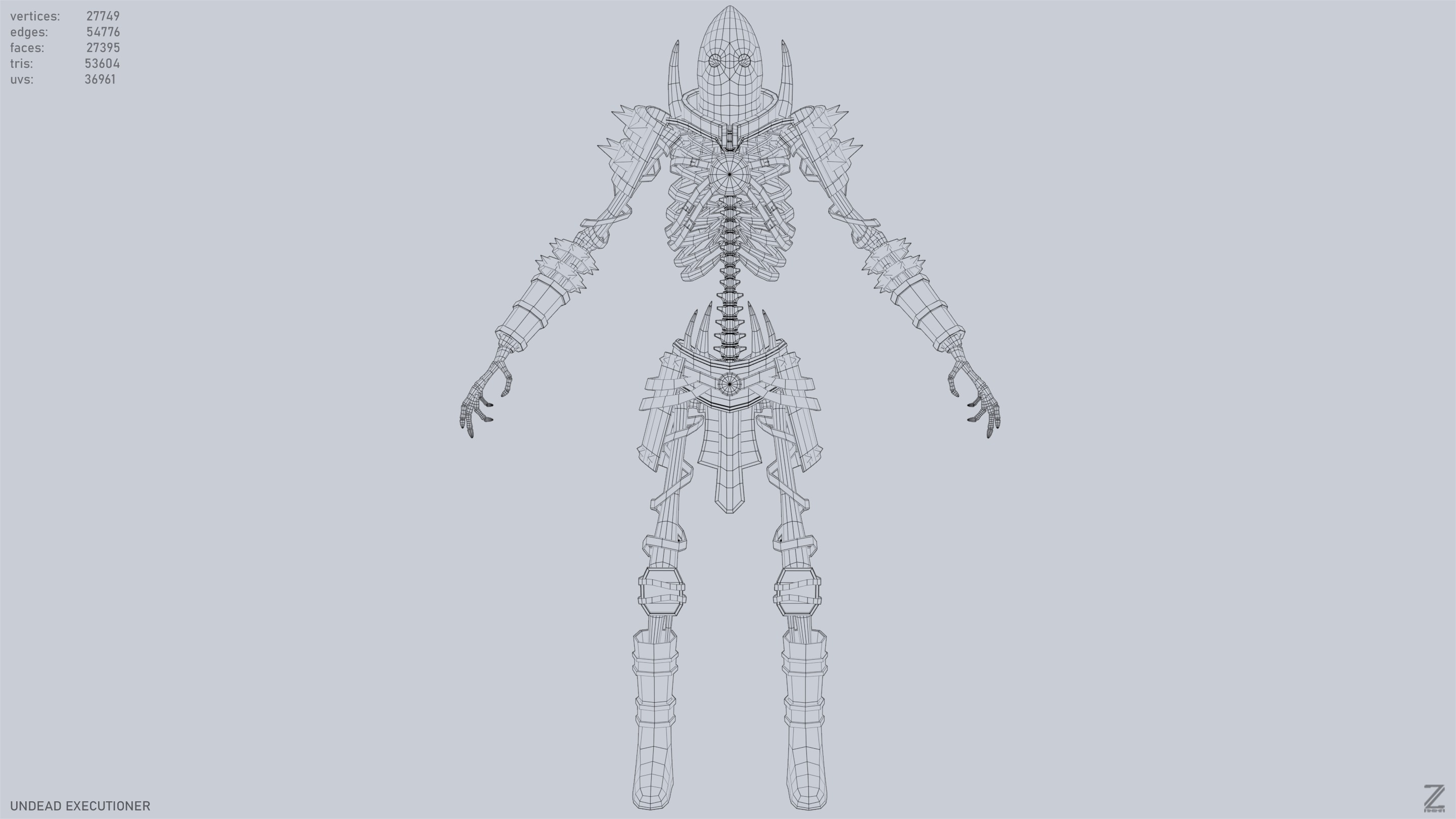 Undead executioner Low-poly 3D model_10