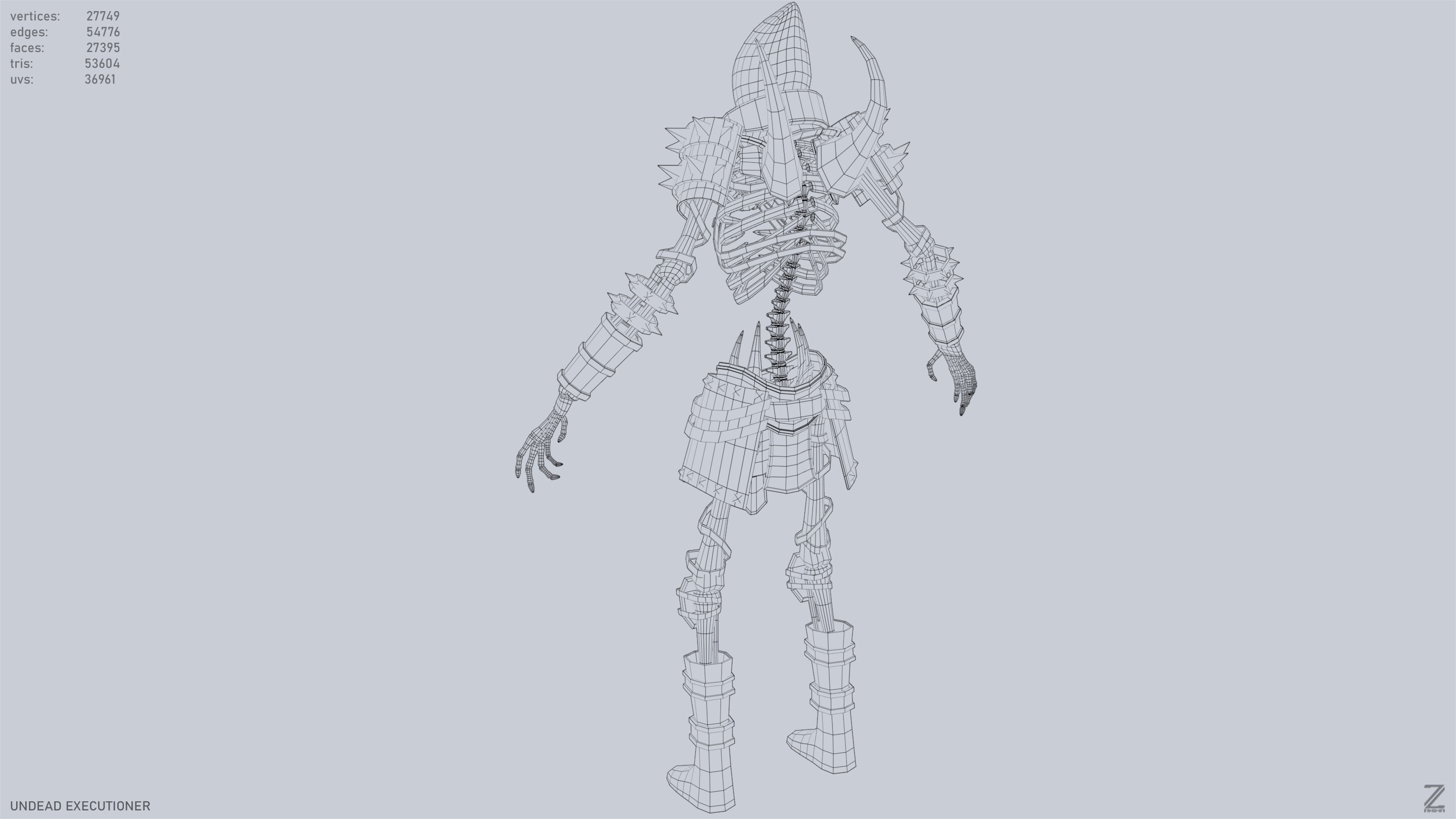 Undead executioner Low-poly 3D model_13