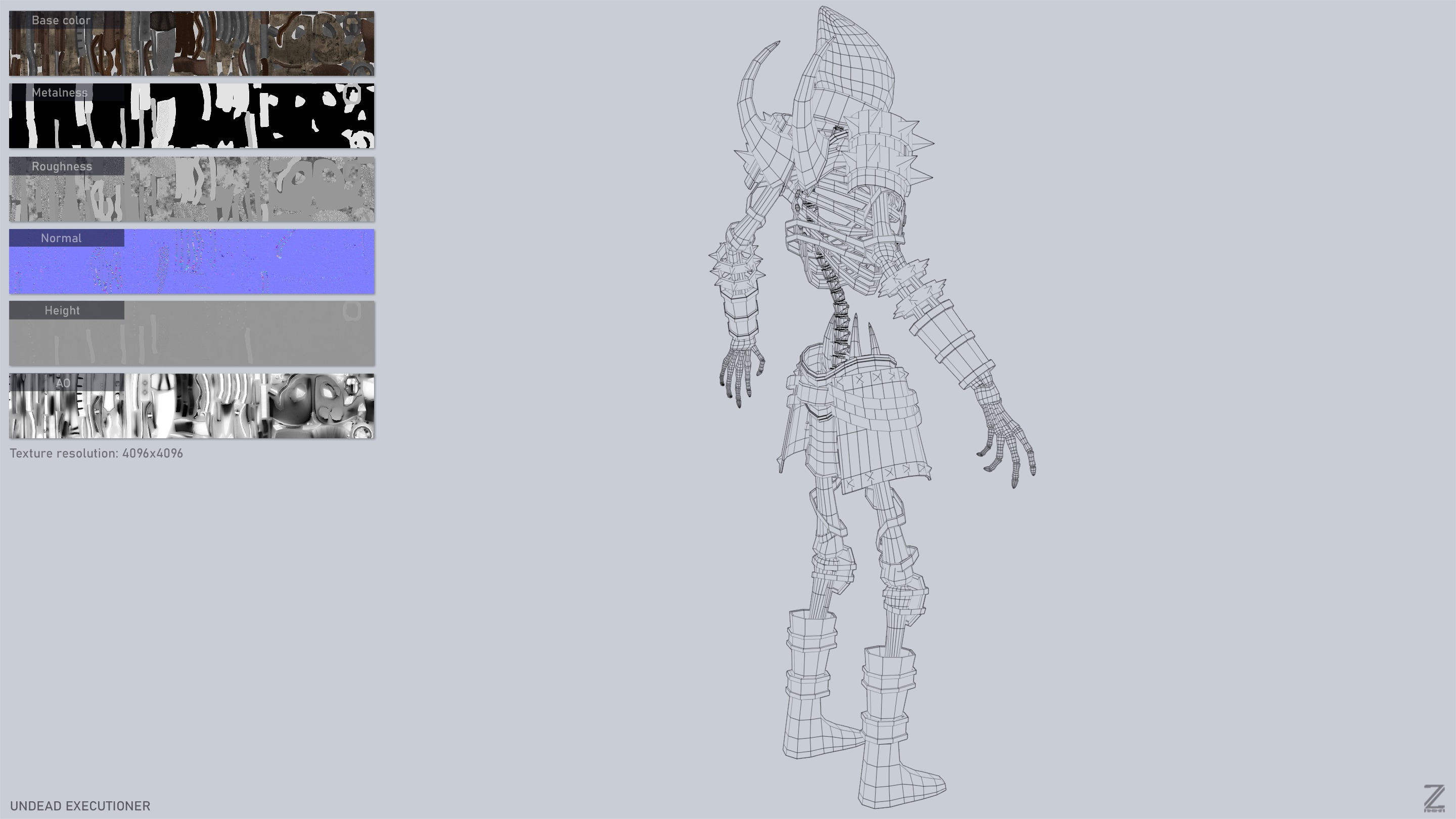 Undead executioner Low-poly 3D model_3