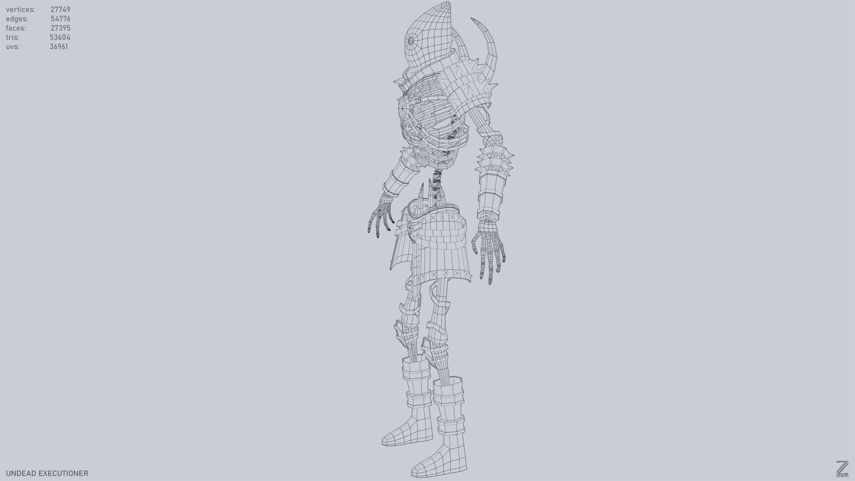 Undead executioner Low-poly 3D model_12