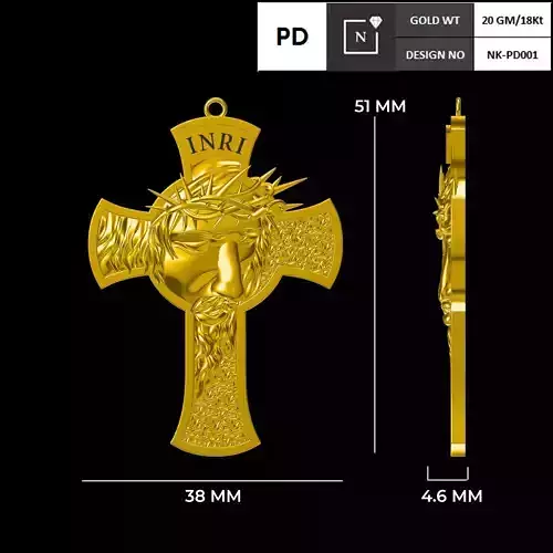 Jesus Crucifix Mens Pendant 18Kt Gold Christian - Esty