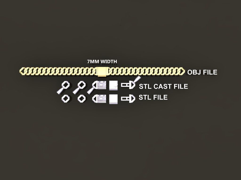 Cuban Chain Link Box Style 7MM WIDTH  3D print model_1
