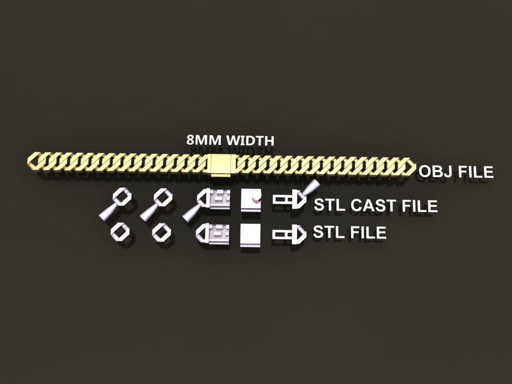 Cuban Chain Link Box Style 8MM WIDTH 3D print model_1