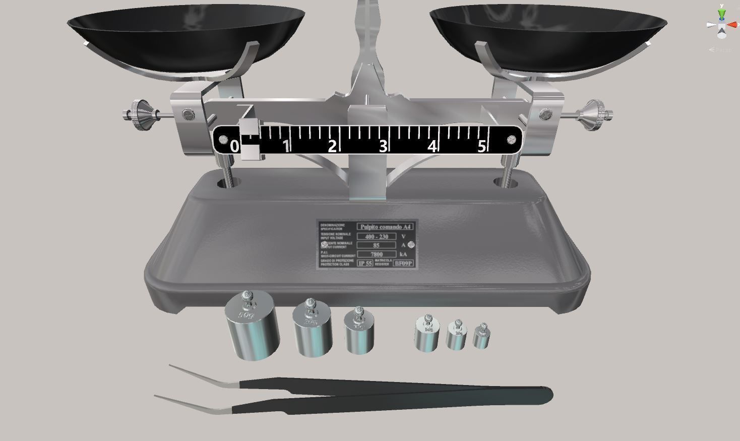 balance medical scale with two bowls and tools Low-poly 3D model_3