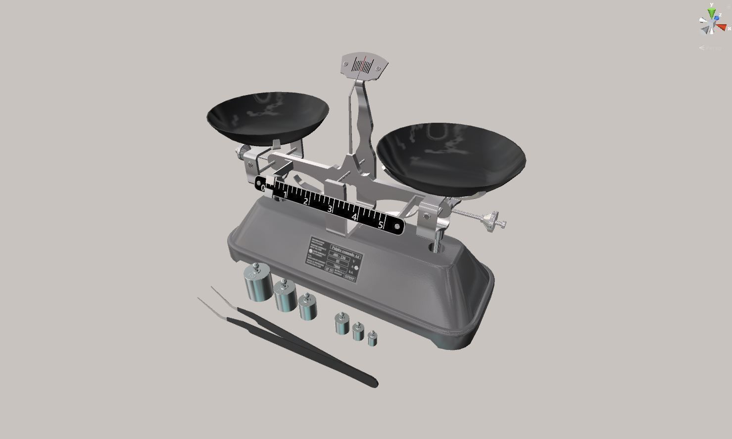 balance medical scale with two bowls and tools Low-poly 3D model_1