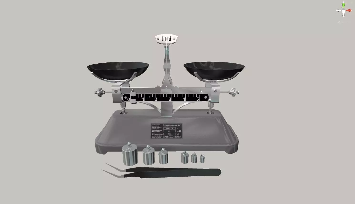 balance medical scale with two bowls and tools Low-poly 3D model_0