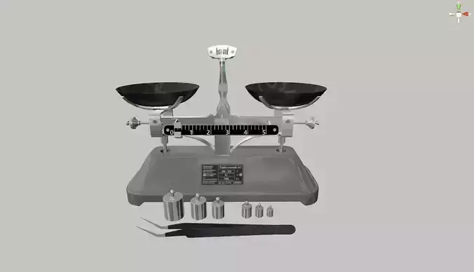 balance medical scale with two bowls and tools Low-poly 3D model