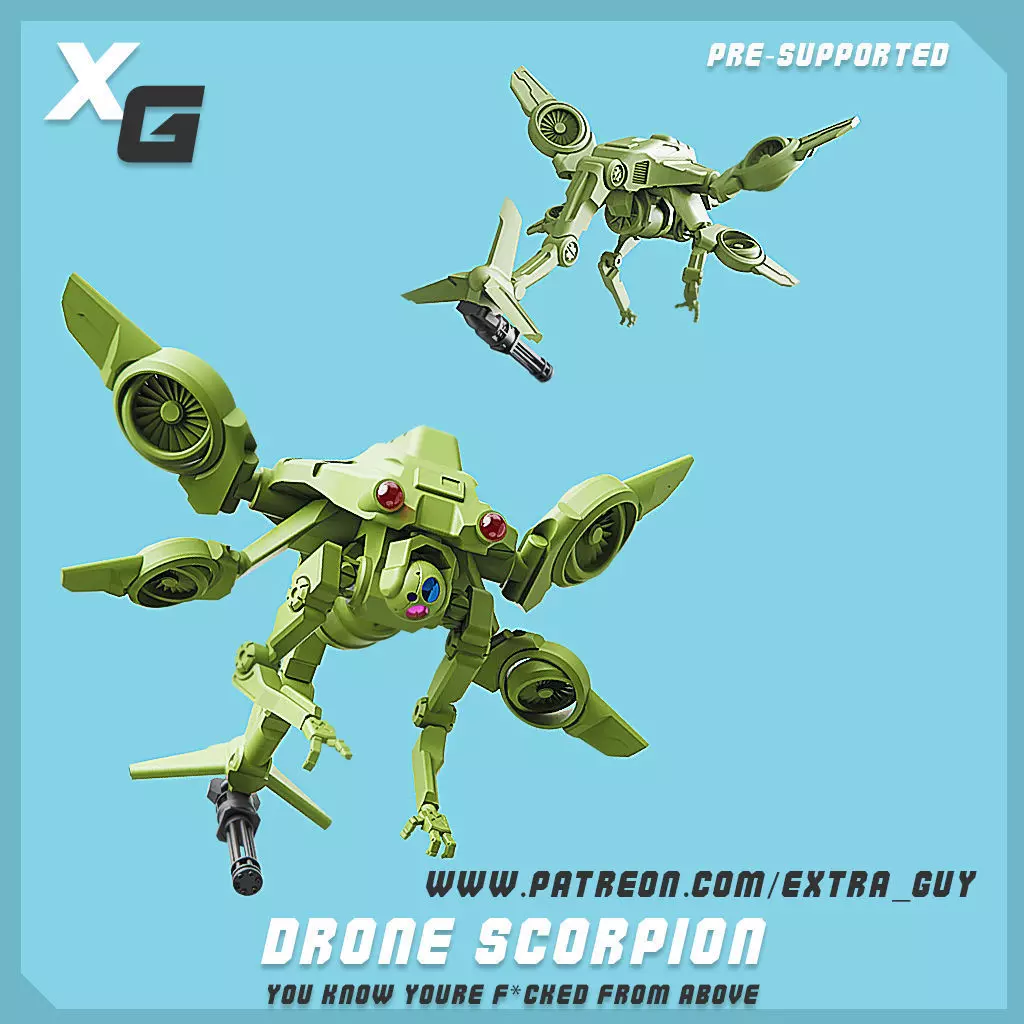 DRONE SCORPION FOR 3D PRINTING 87mm WITH HOLDER PRESUPPORTED 3D print model_0