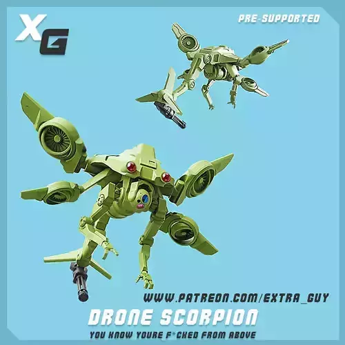 DRONE SCORPION FOR 3D PRINTING 87mm WITH HOLDER PRESUPPORTED