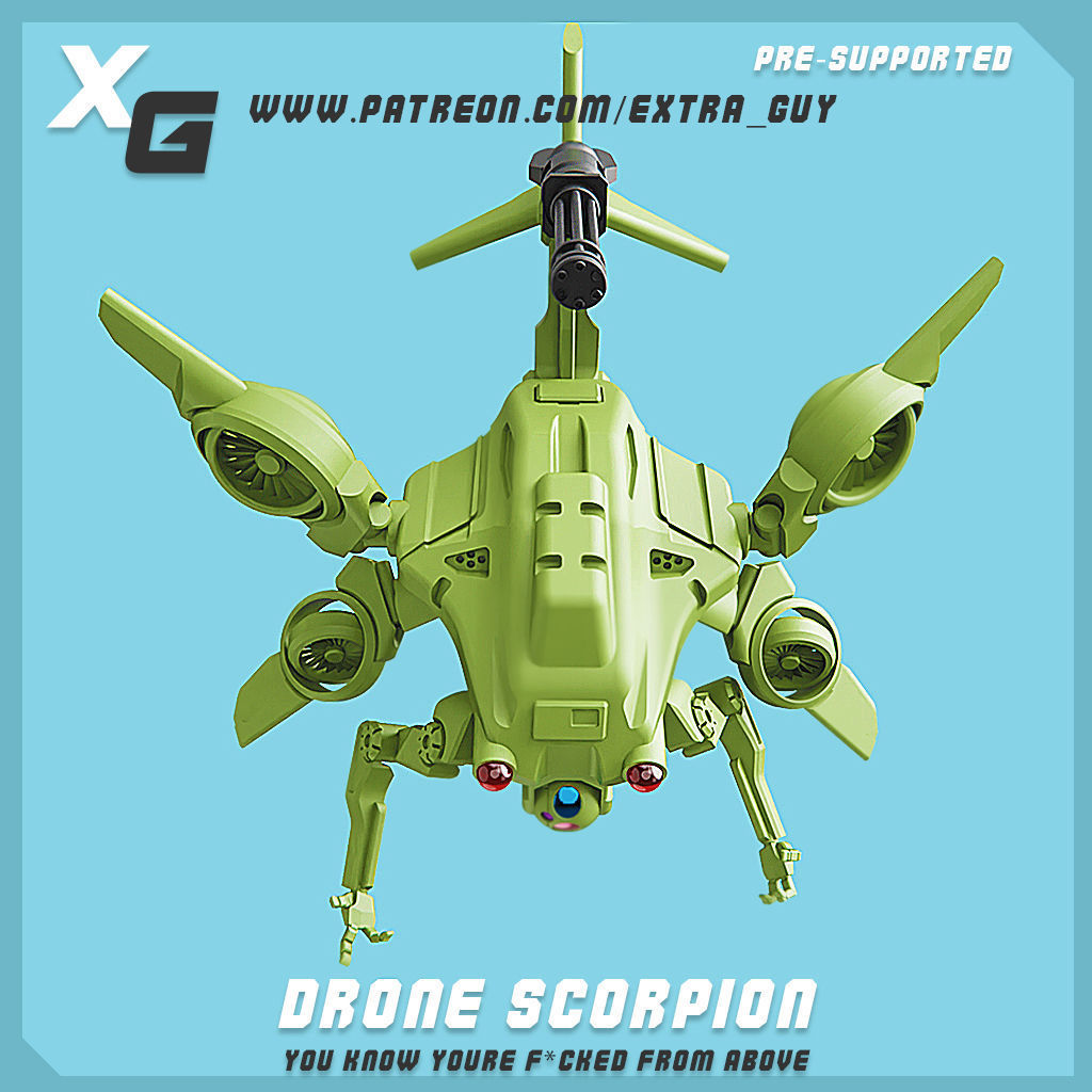 DRONE SCORPION FOR 3D PRINTING 87mm WITH HOLDER PRESUPPORTED 3D print model_2