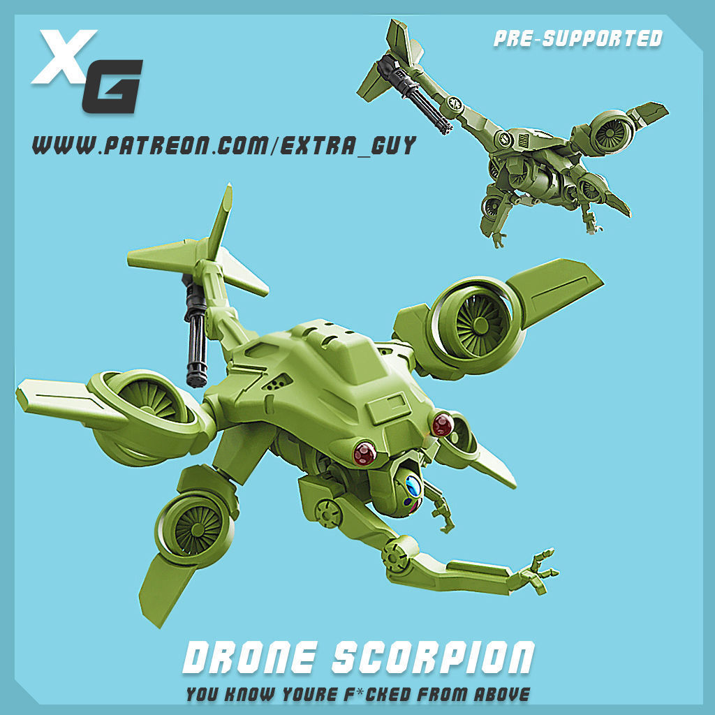DRONE SCORPION FOR 3D PRINTING 87mm WITH HOLDER PRESUPPORTED 3D print model_1
