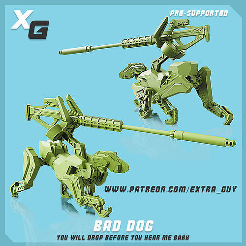 BAD DOG FOR 3D Printing 37mm Pre-supported  3D print model