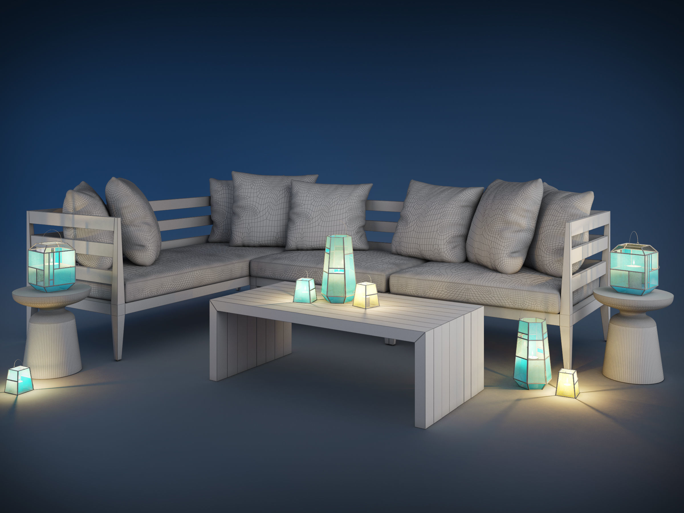 WEST ELM JARDINE OUTDOOR FURNITURE SET 3D model_3