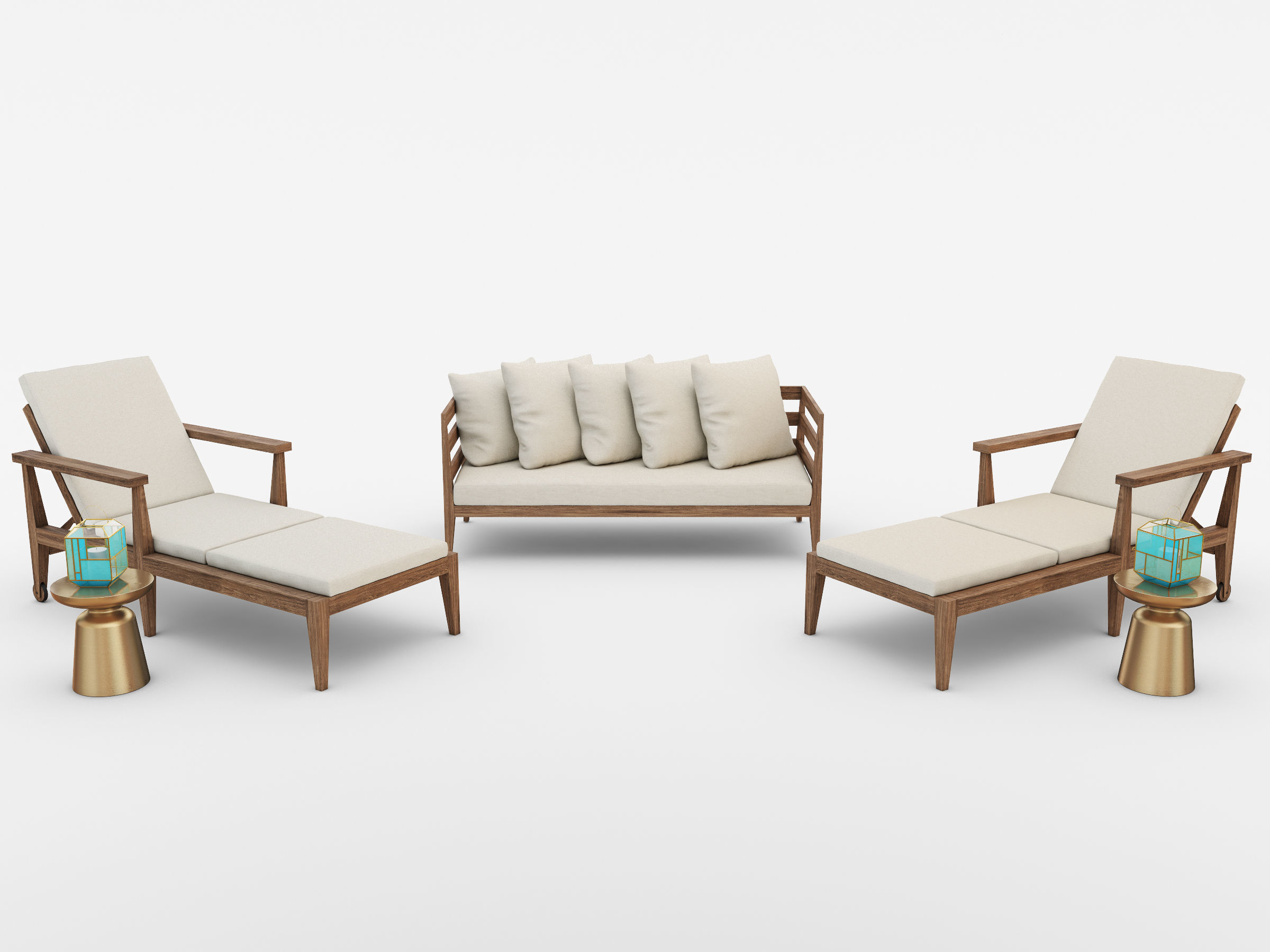 WEST ELM JARDINE OUTDOOR FURNITURE SET 3D model_16