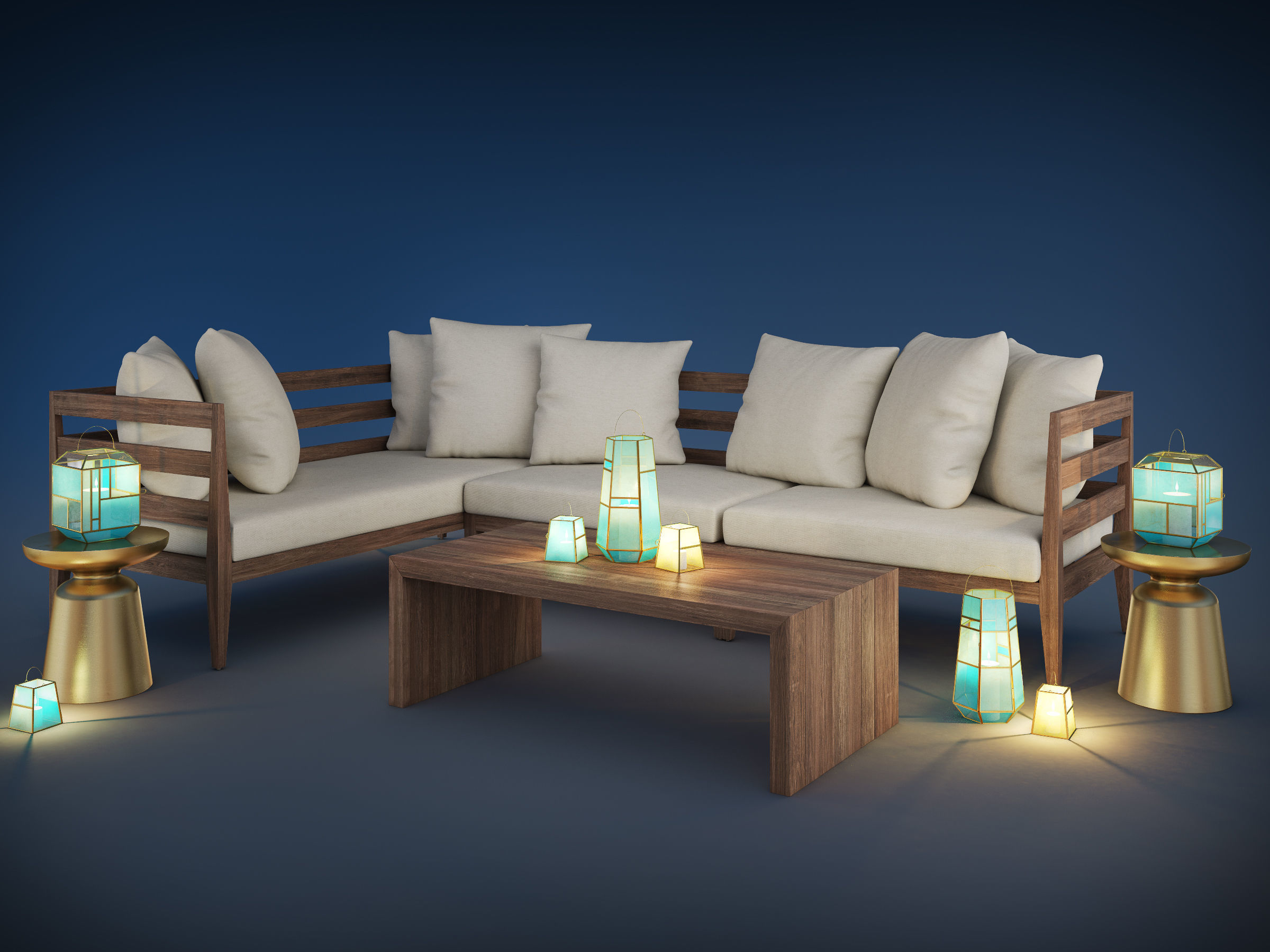 WEST ELM JARDINE OUTDOOR FURNITURE SET 3D model_2