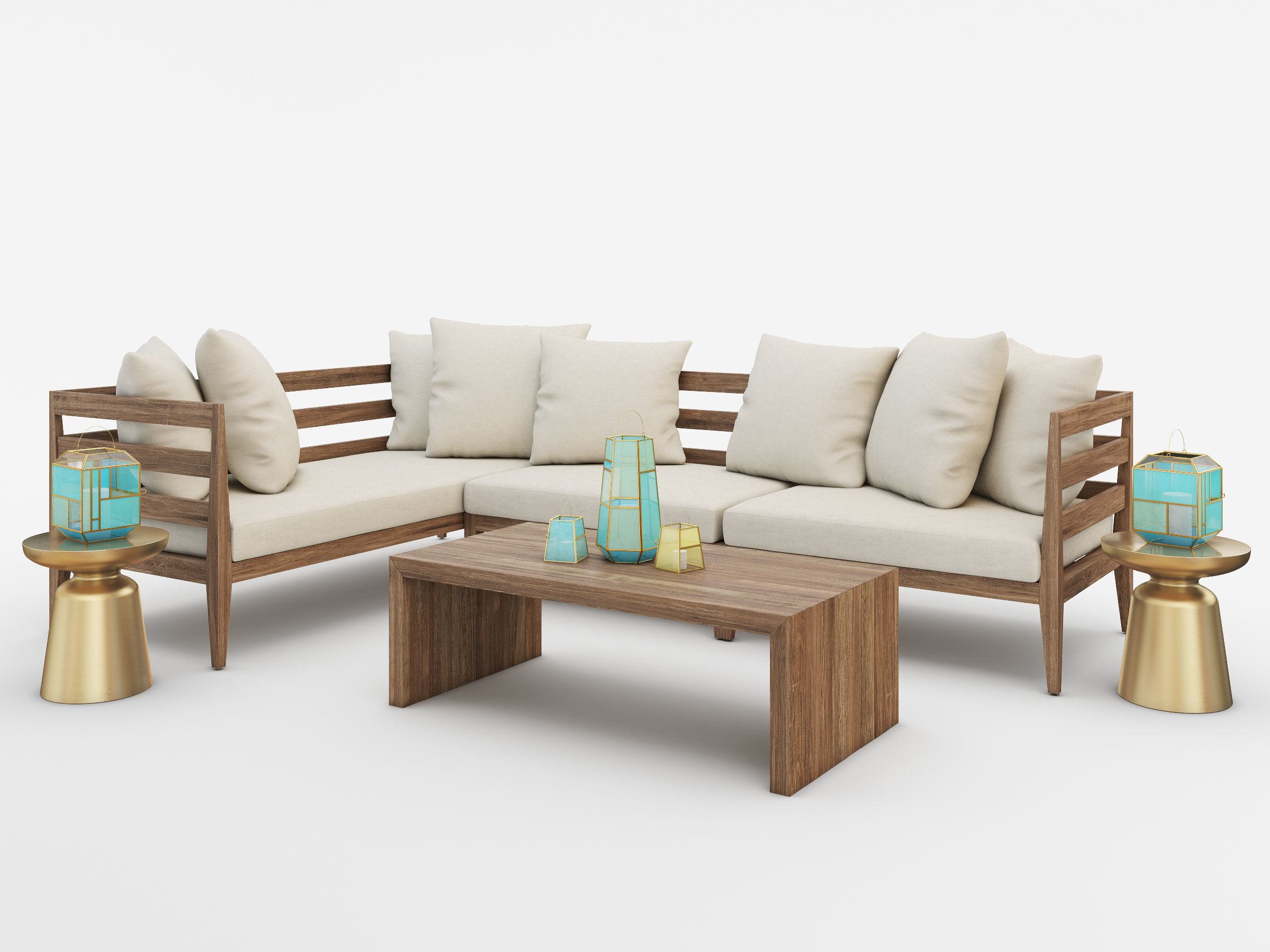 WEST ELM JARDINE OUTDOOR FURNITURE SET 3D model_1