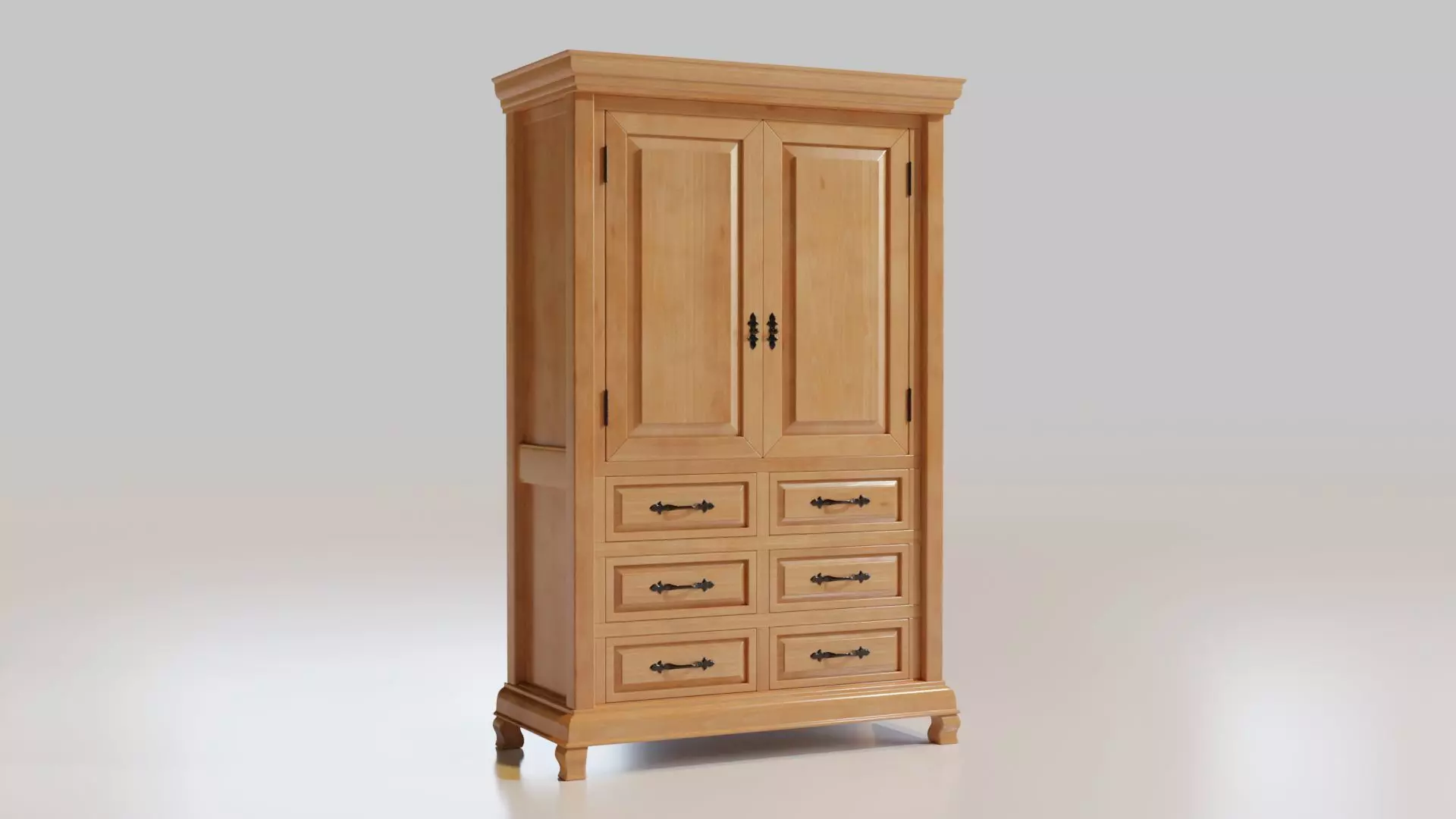 3D wooden tall cabinet 1 3D model_0