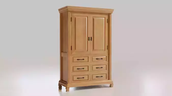3D wooden tall cabinet 1 3D model