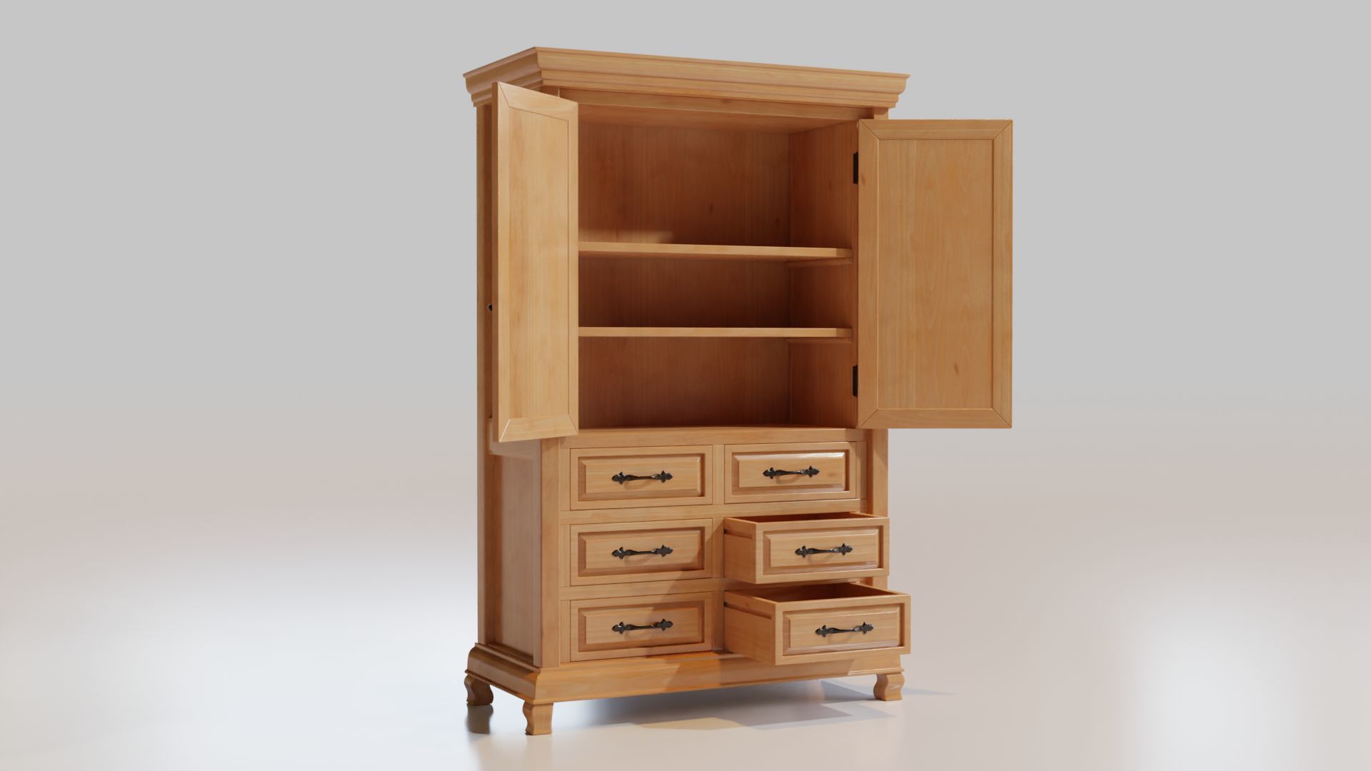 3D wooden tall cabinet 1 3D model_3