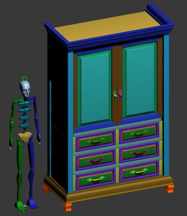 3D wooden tall cabinet 1 3D model_6