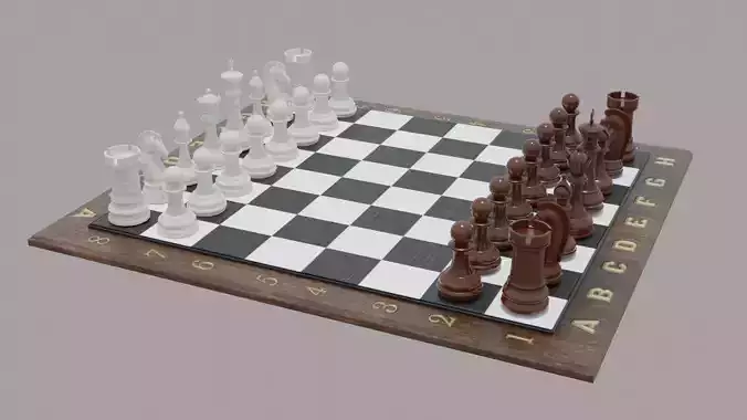 Wooden Chess board with figures