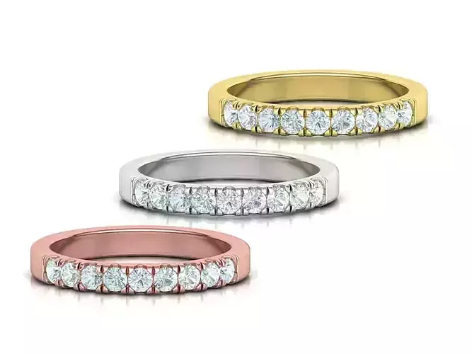 Band Ring French Cut Pave setting 9 stone design 3dmodel 3D print model