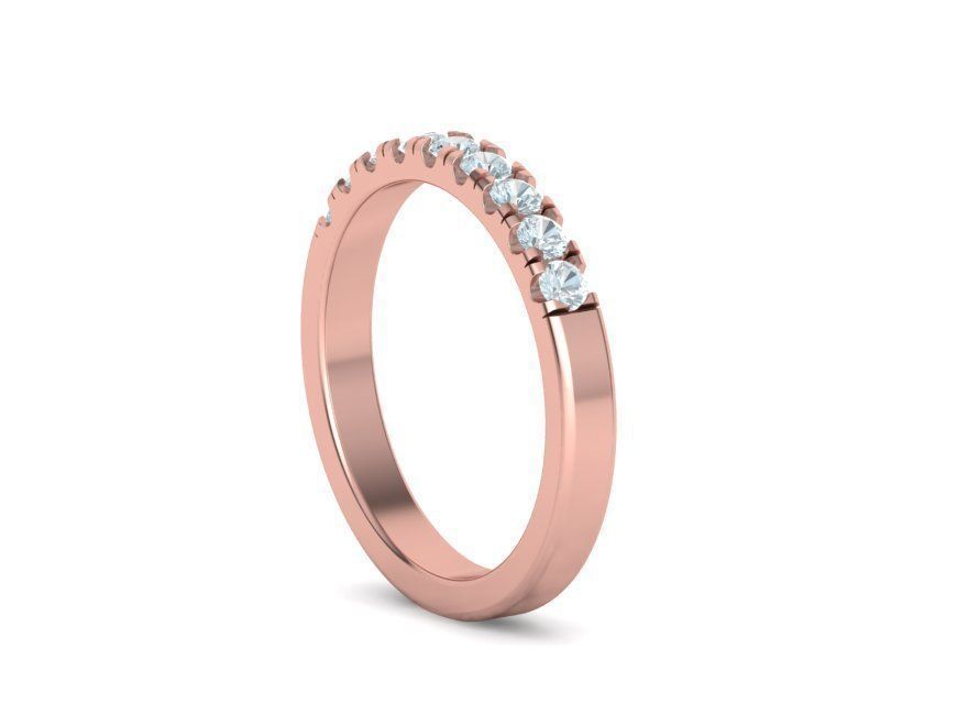 Band Ring French Cut Pave setting 9 stone design 3dmodel 3D print model_25