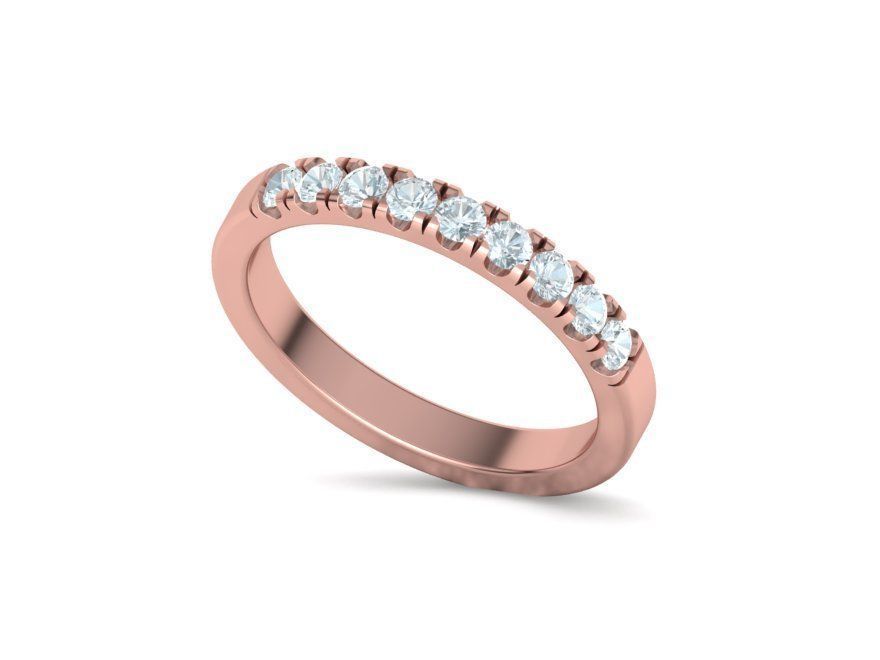 Band Ring French Cut Pave setting 9 stone design 3dmodel 3D print model_10