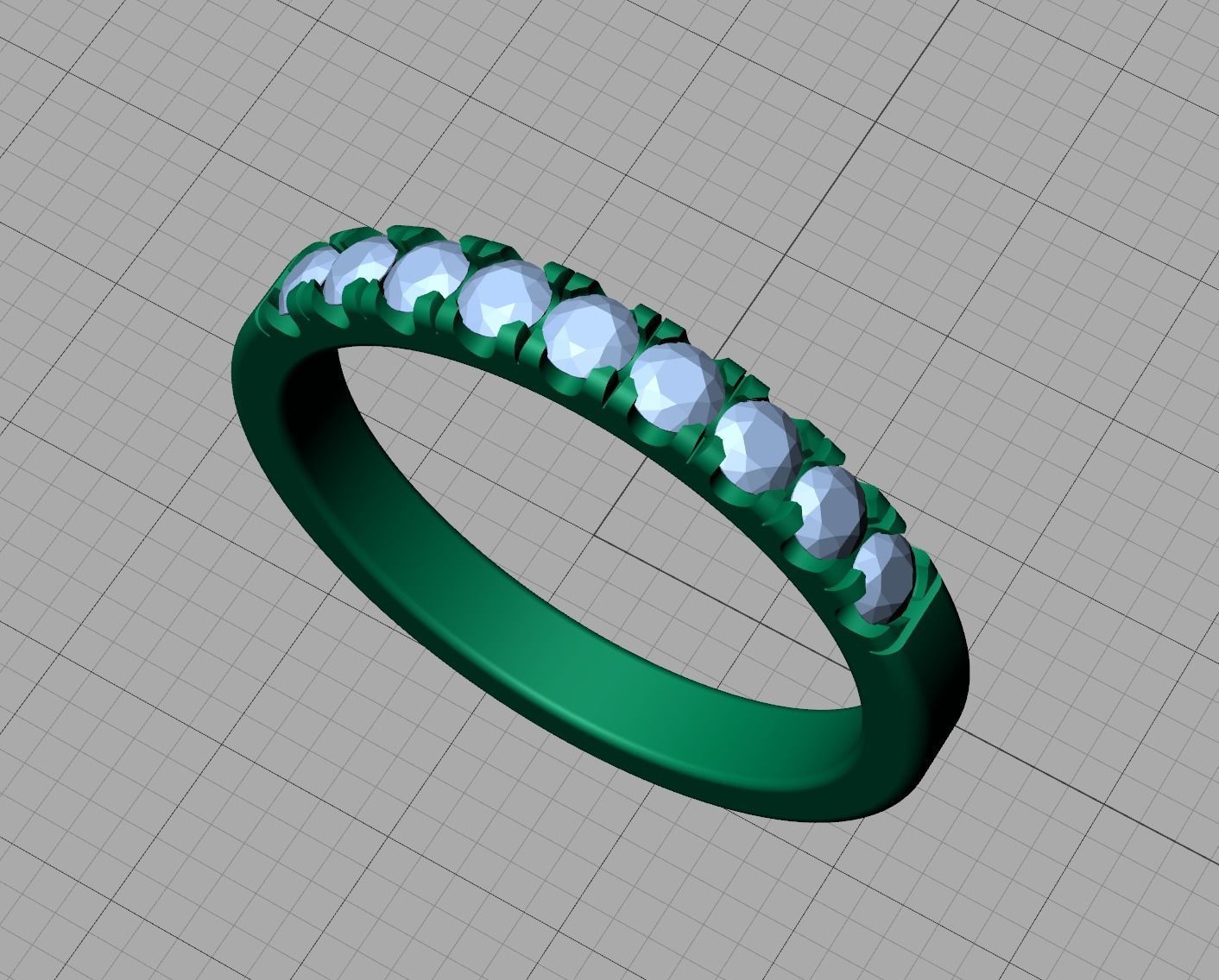 Band Ring French Cut Pave setting 9 stone design 3dmodel 3D print model_19