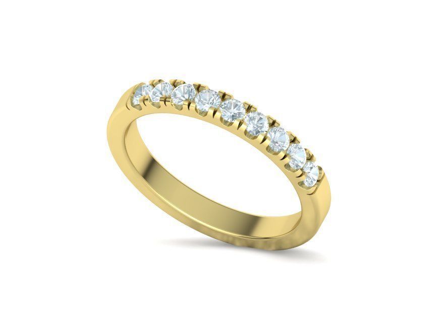 Band Ring French Cut Pave setting 9 stone design 3dmodel 3D print model_12