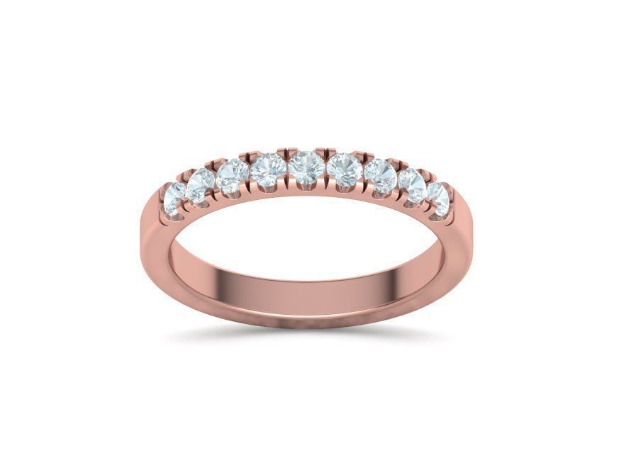 Band Ring French Cut Pave setting 9 stone design 3dmodel 3D print model_28