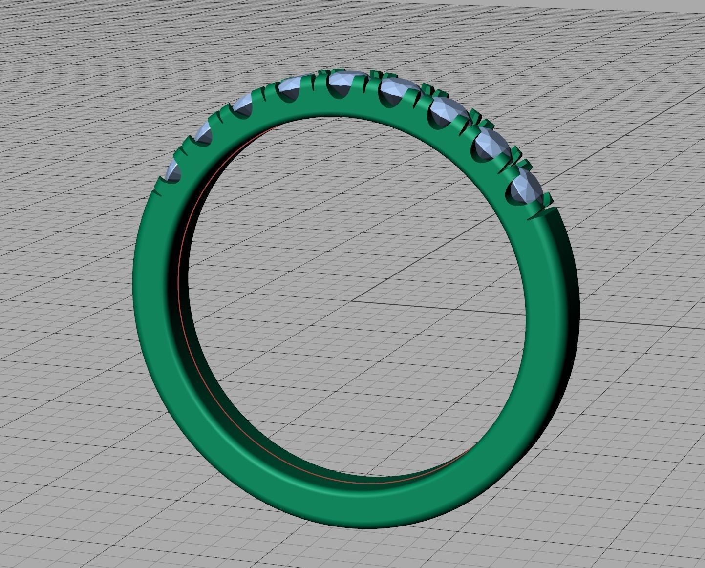 Band Ring French Cut Pave setting 9 stone design 3dmodel 3D print model_17