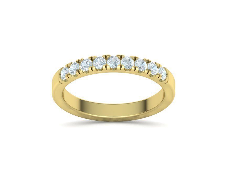 Band Ring French Cut Pave setting 9 stone design 3dmodel 3D print model_30