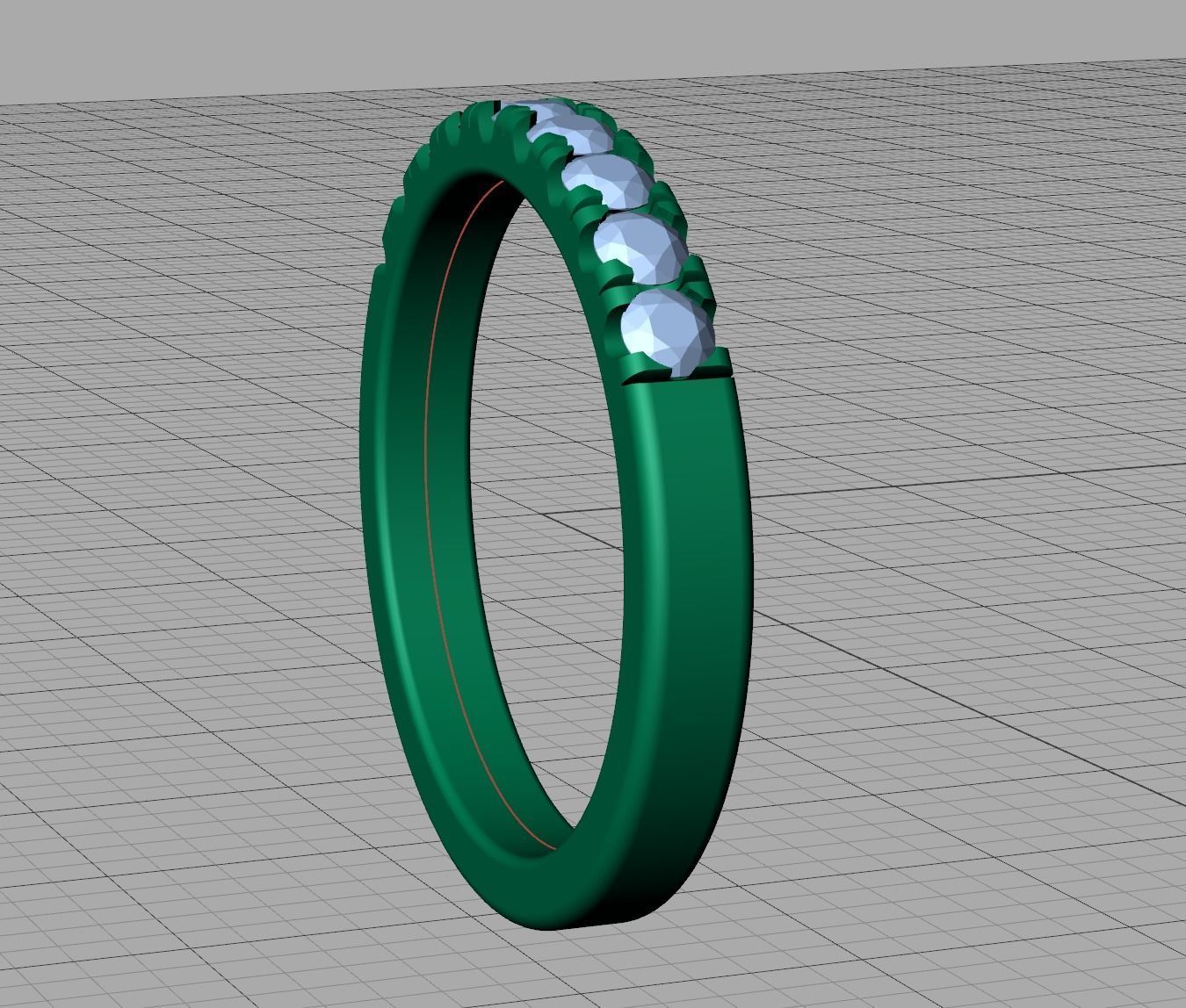 Band Ring French Cut Pave setting 9 stone design 3dmodel 3D print model_18