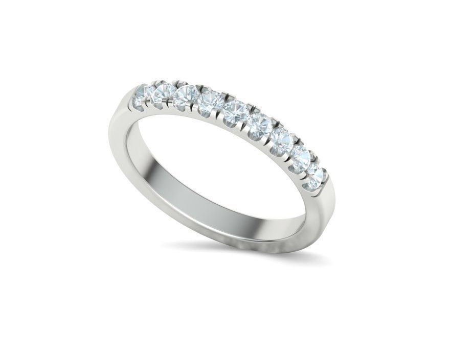 Band Ring French Cut Pave setting 9 stone design 3dmodel 3D print model_11