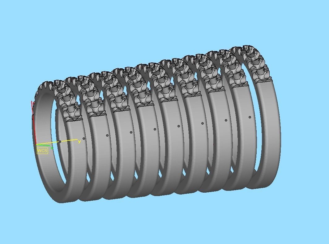 Band Ring French Cut Pave setting 9 stone design 3dmodel 3D print model_21