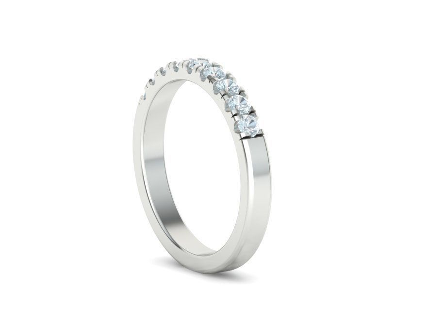 Band Ring French Cut Pave setting 9 stone design 3dmodel 3D print model_26