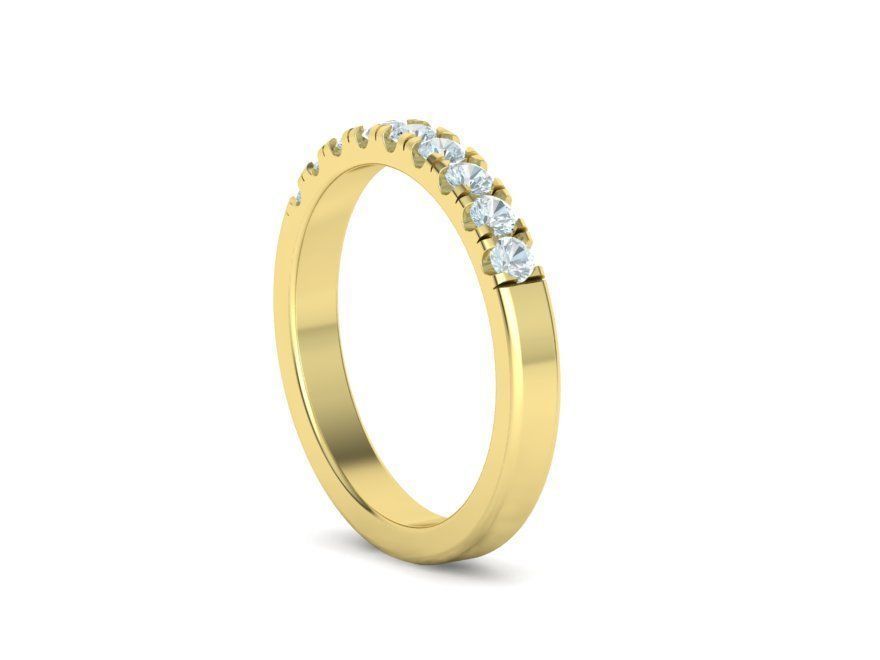 Band Ring French Cut Pave setting 9 stone design 3dmodel 3D print model_27