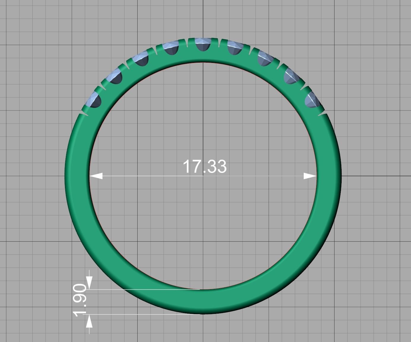 Band Ring French Cut Pave setting 9 stone design 3dmodel 3D print model_14