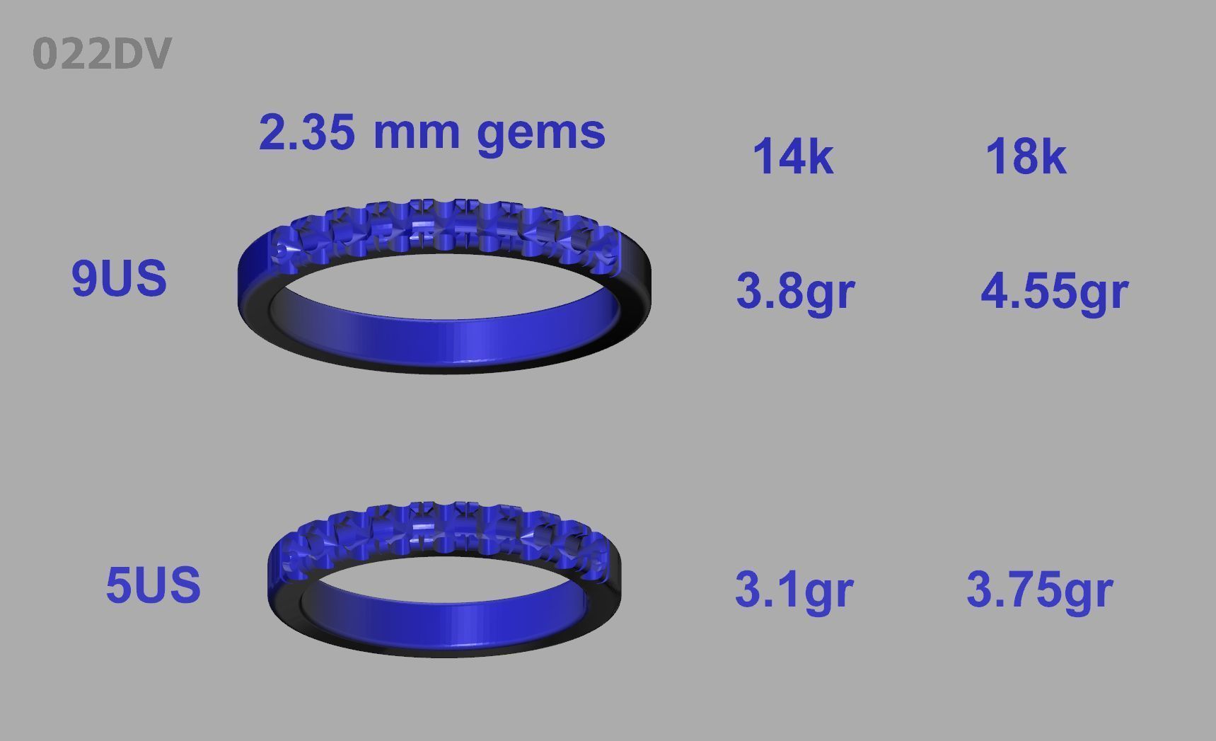Band Ring French Cut Pave setting 9 stone design 3dmodel 3D print model_15