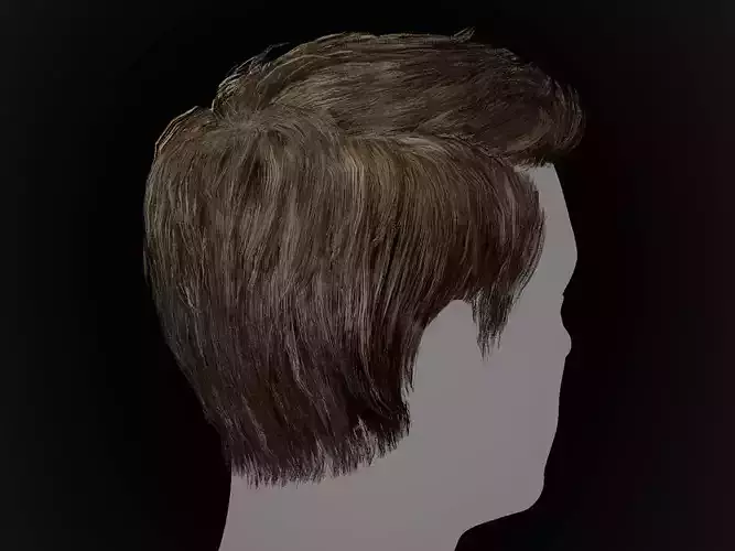 Low Poly Male Hairstyle for Games Low-poly 3D model
