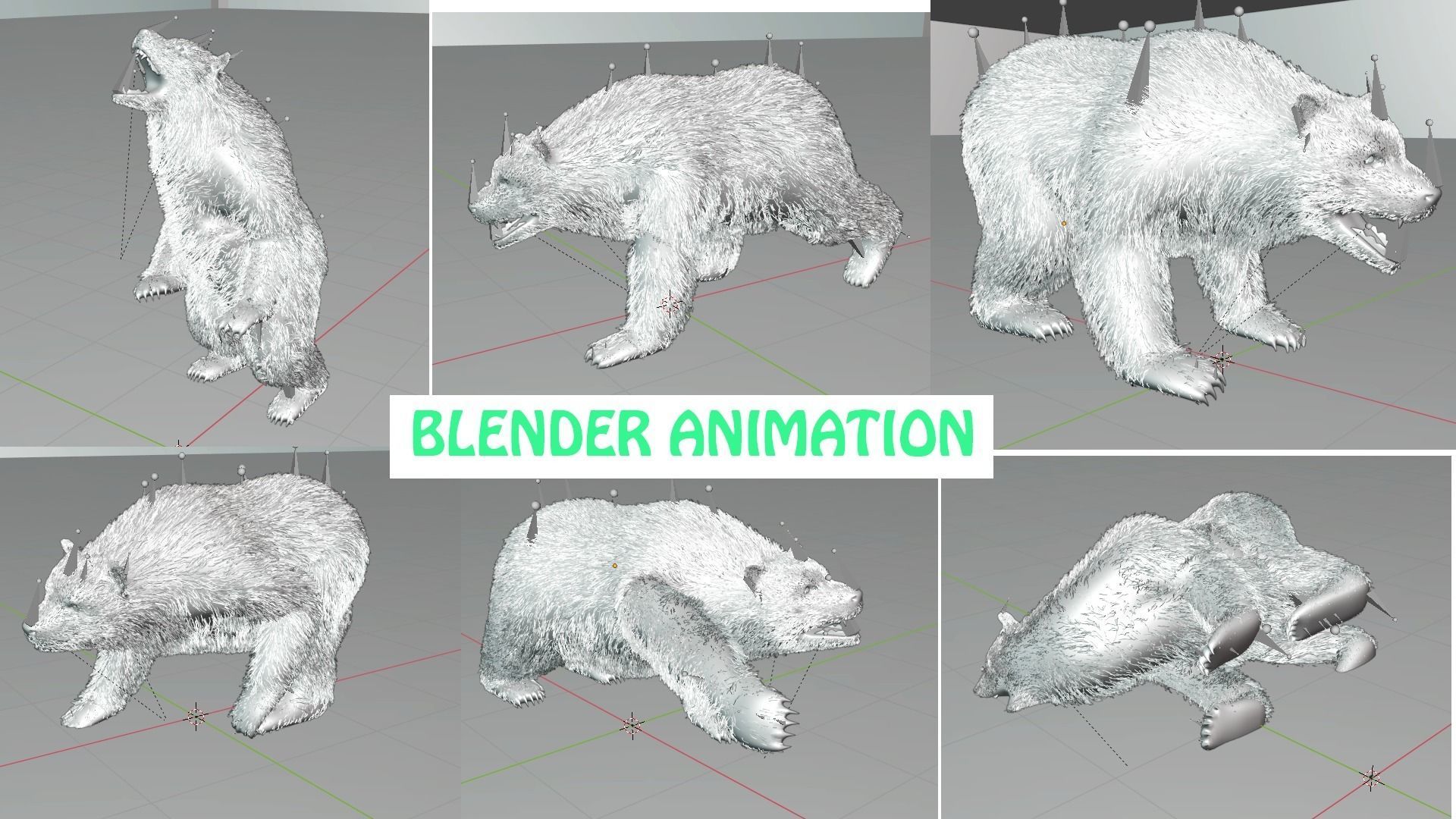 Fur Black Bear animated Low-poly 3D model_9