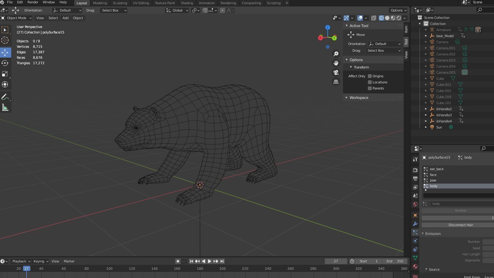 Fur Black Bear animated Low-poly 3D model_18